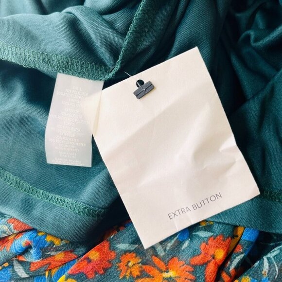 Calvin Klein Surplice Neck Faux Wrap Midi Dress Size 10 3/4 Sleeve Floral Print - Picture 15 of 16